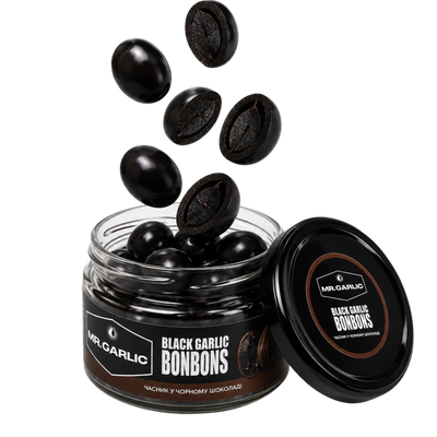 BONBONS Дольки чорного часнику в чорному шоколаді 100 гр. 0054 фото
